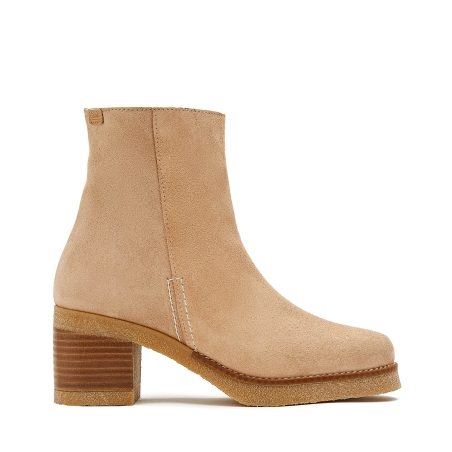 2656 Beige Heeled Bootie