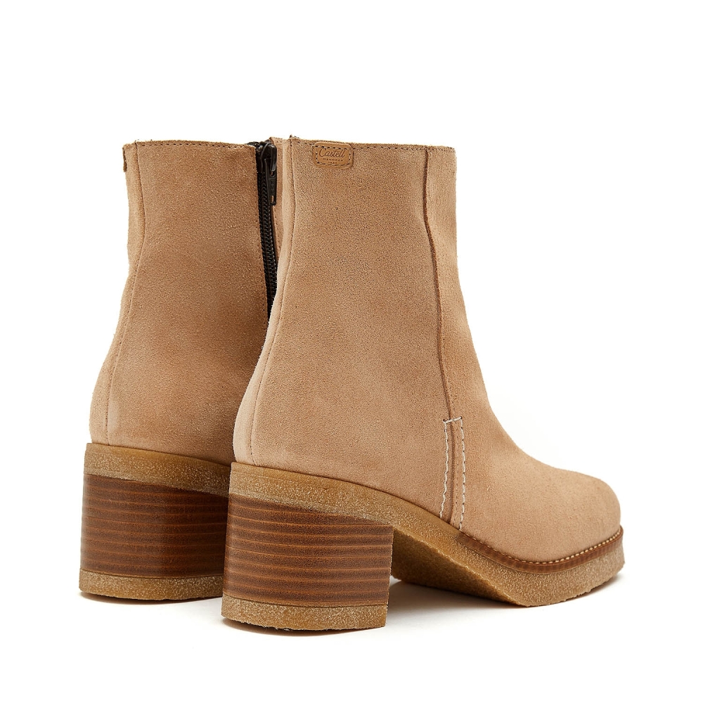 2656 Beige Heeled Bootie