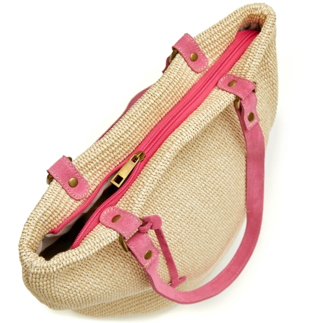 Pink Raffia Bag