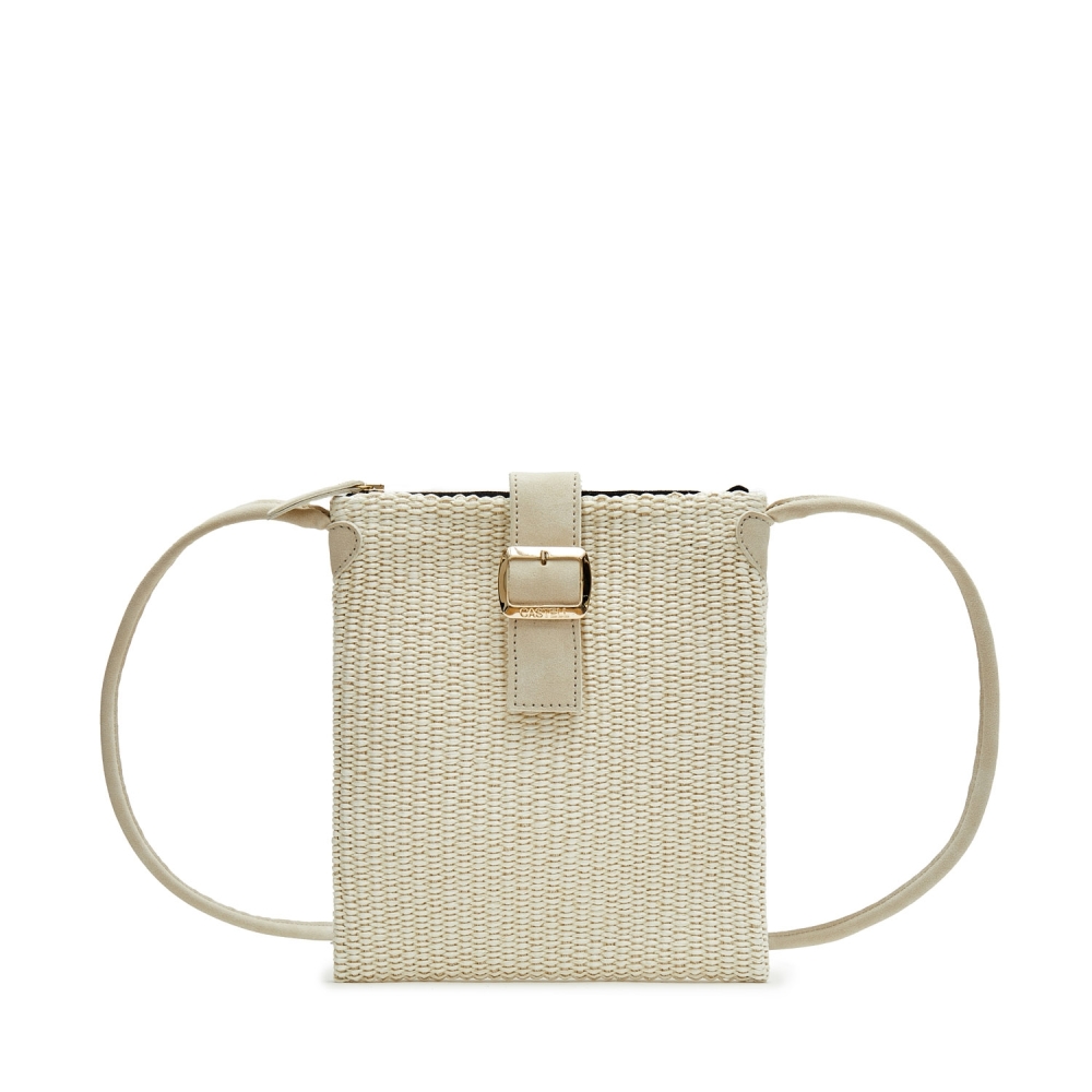 White Crossbody Raffia Bag